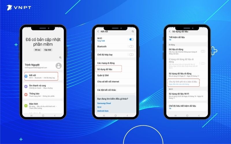 alt text: hình ảnh minh họa các bước tắt cảnh báo dữ liệu trên giao diện điện thoại Samsung