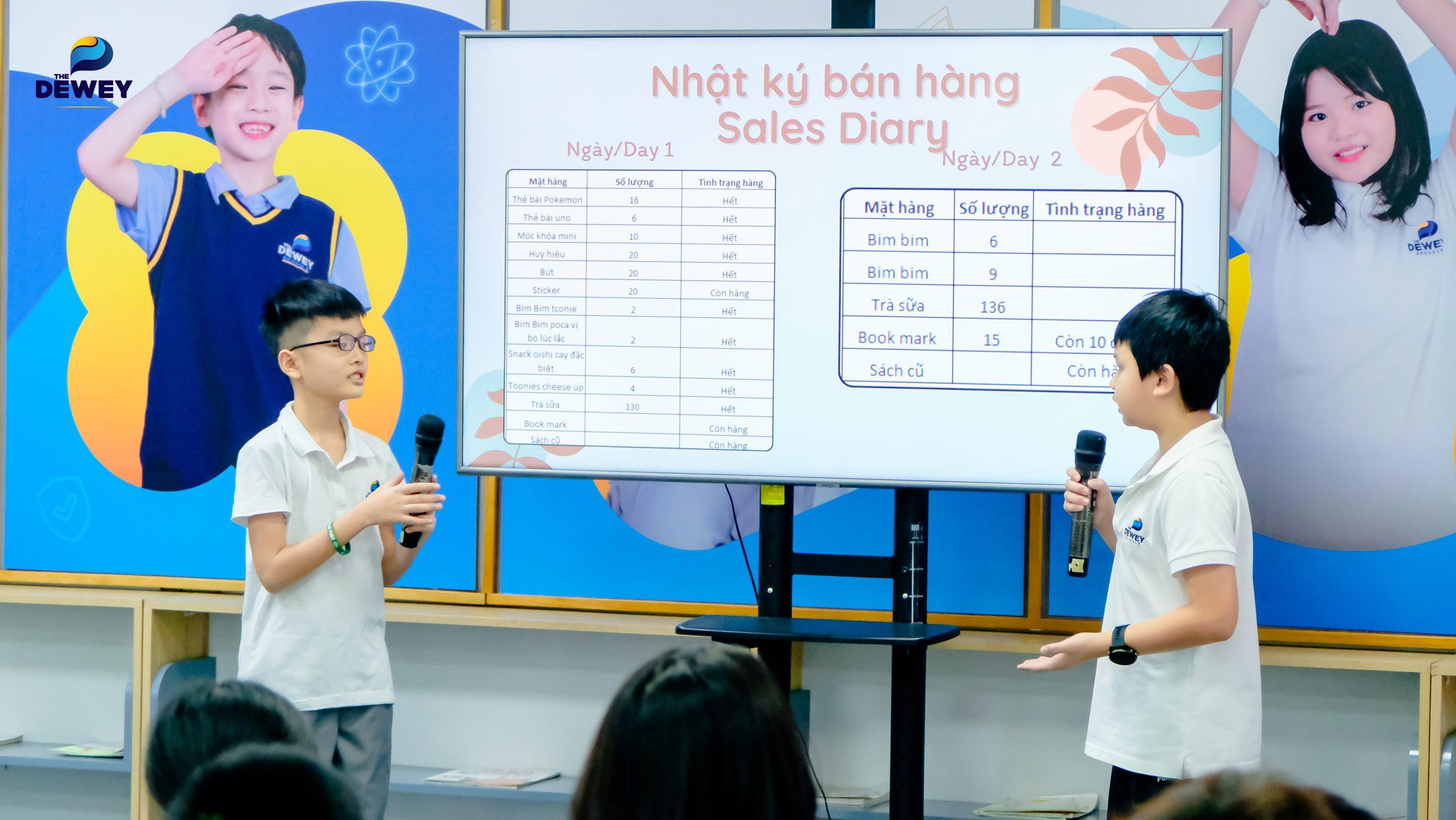 Học sinh thuyết trình trước ban giám khảo