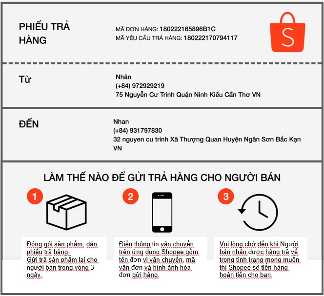 Hướng dẫn đổi trả Shopee hướng dẫn in phiếu đổi trả hàng